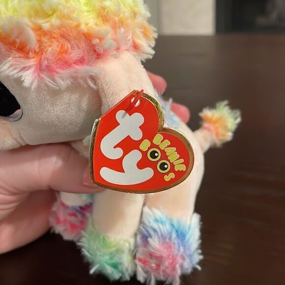 2017 Ty Beanie Boos Rainbow the Multicolour Poodle Excellent Condition NWT 6” - Picture 6 of 9